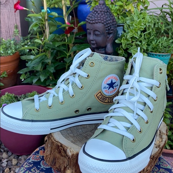 converse high tops sage green